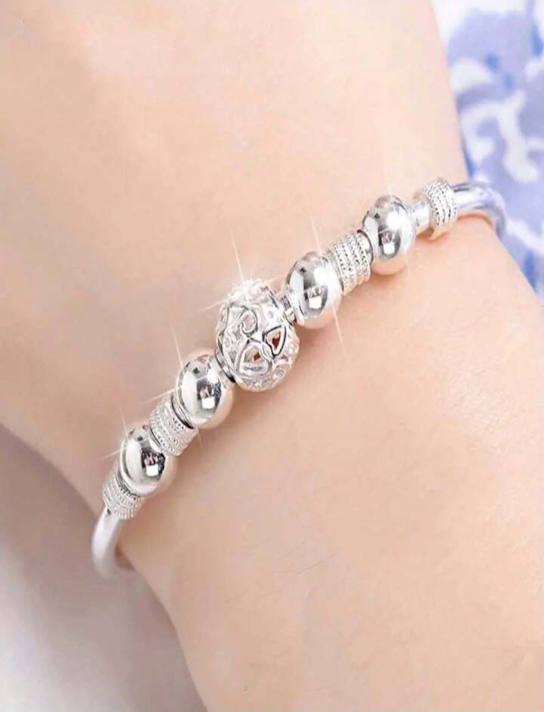 Silver bead bracelet