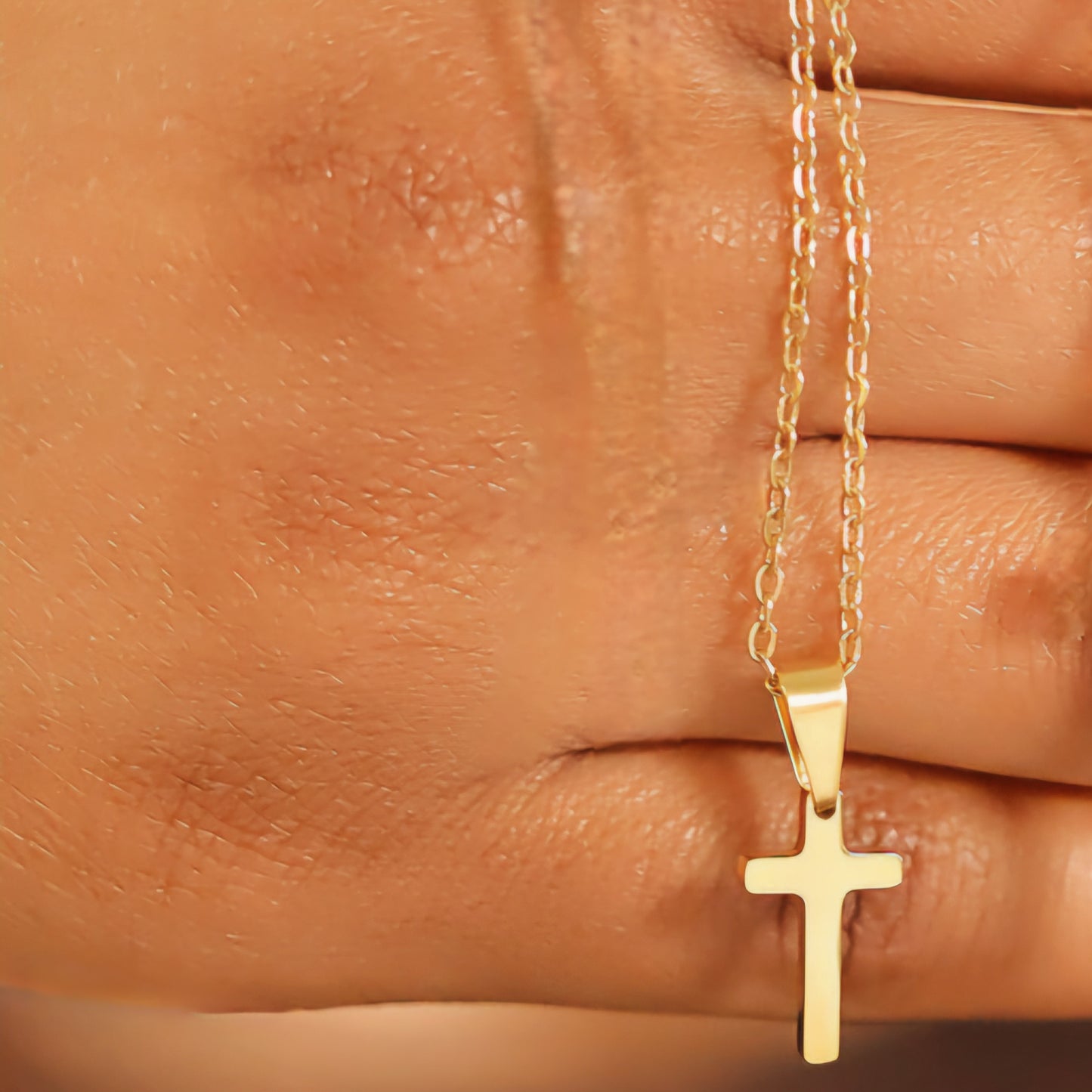18K Gold PVD Stainless Steel Cross Pendant Necklace