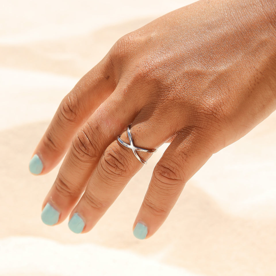 18k Gold PVD Stainless Steel X Ring