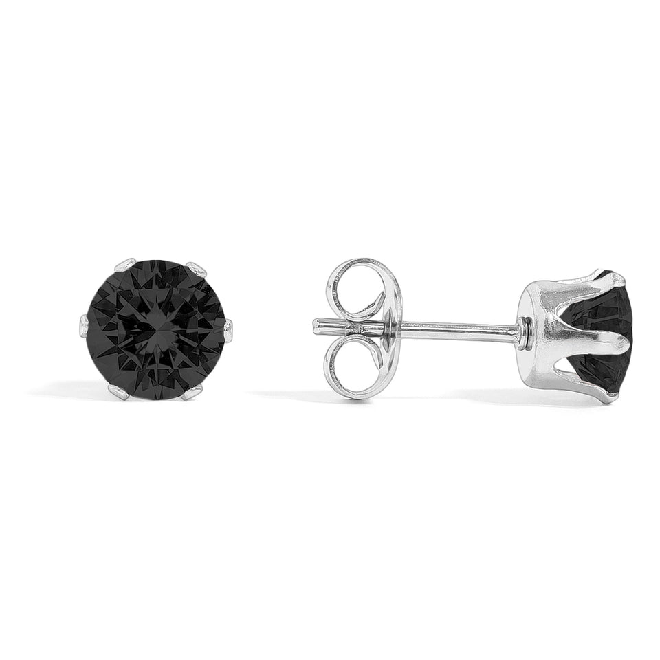 Black Stainless Steel Round  Stud Earrings