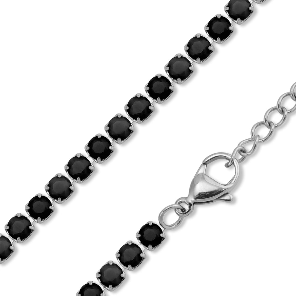 Jet Rhinestone Tennis Necklace