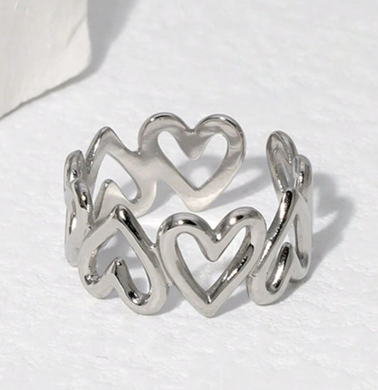 Silver heart ring