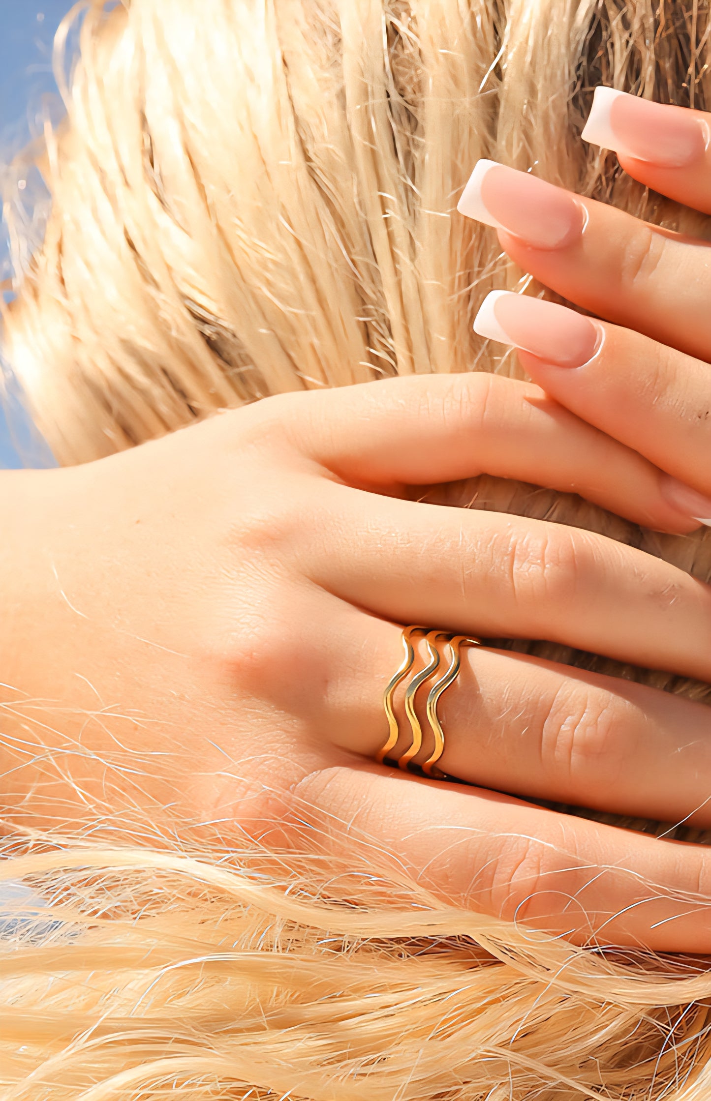18k Gold PVD Stainless Steel Wave Ring
