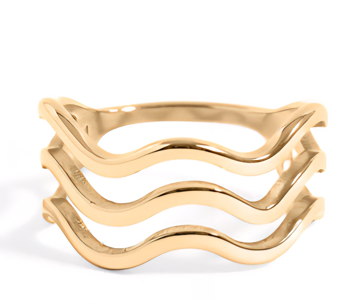 18k Gold PVD Stainless Steel Wave Ring